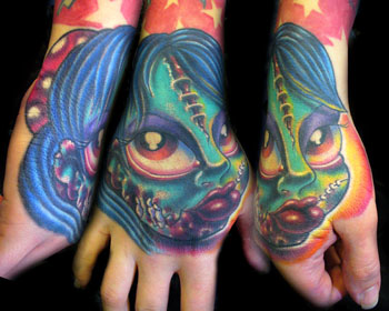 Tattoos - Josh Woods - Crazy Zombie hand girl